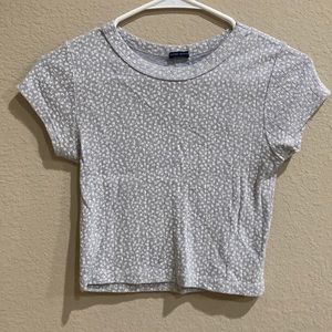 brandy melville light blue with white flowers crop top